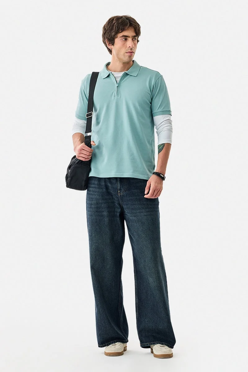 SNITCH Zipper Stretch Polo T-Shirt